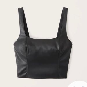 Black faux leather crop top